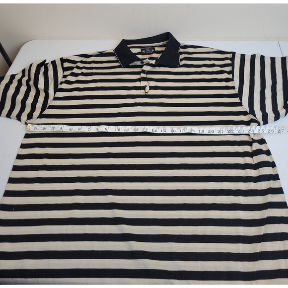 Haley Reserve Black Tan Striped Short Sleeve Preppy Casual Polo Shirt Mens Sz XL - Picture 4 of 11